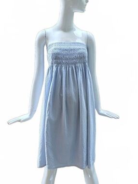 A New Day Light and Airy Pastel Blue Cotton Smocked Summer Dress/ Skirt  MED